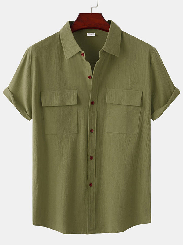 Men's casual cotton short sleeve shirt