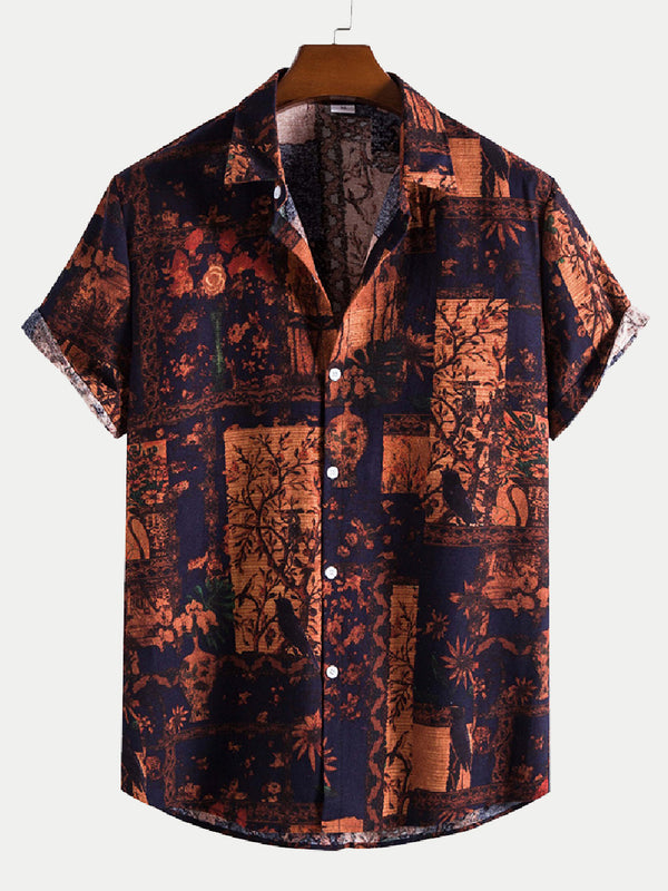 Men's Floral square short sleeve shirt