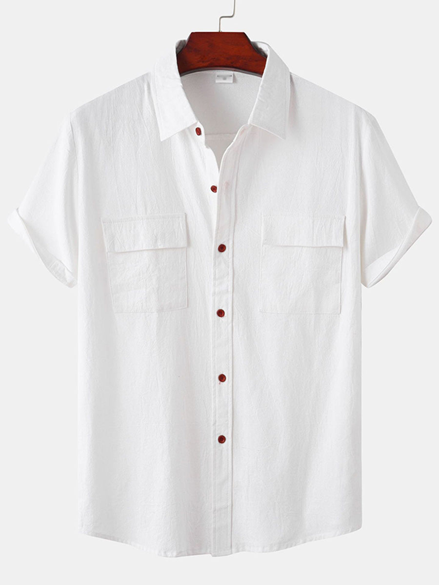 Men's casual cotton short sleeve shirt