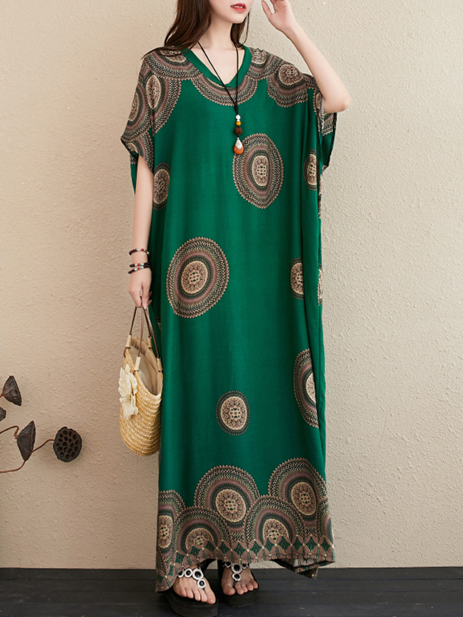 Ethnic style round neck dress