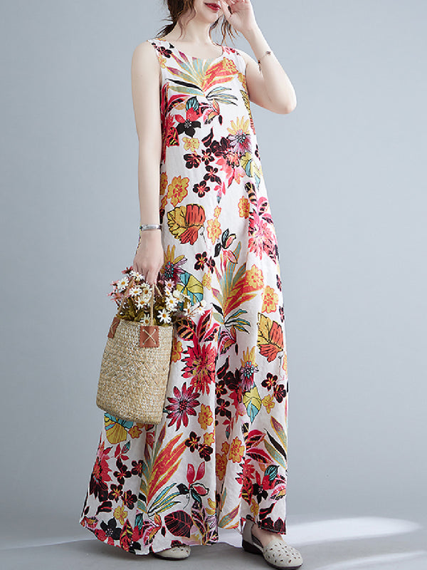 Floral cotton and linen Dress