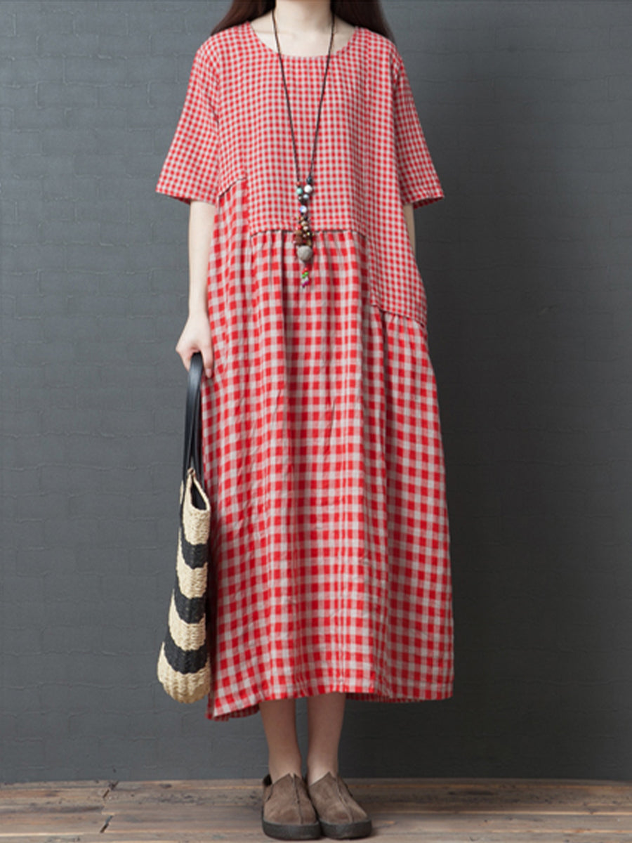 Checkered Short Sleeve Dress