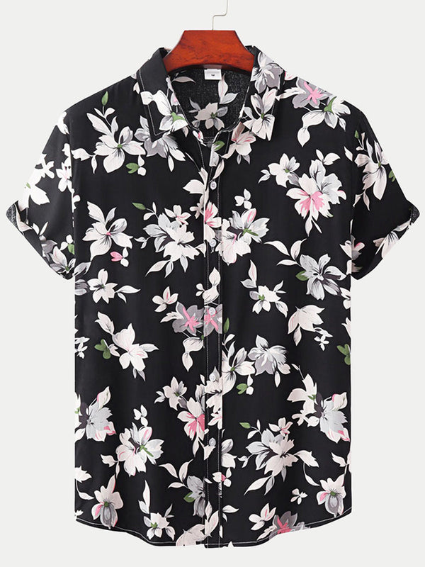 Chemise à manches courtes à imprimé floral pour hommes