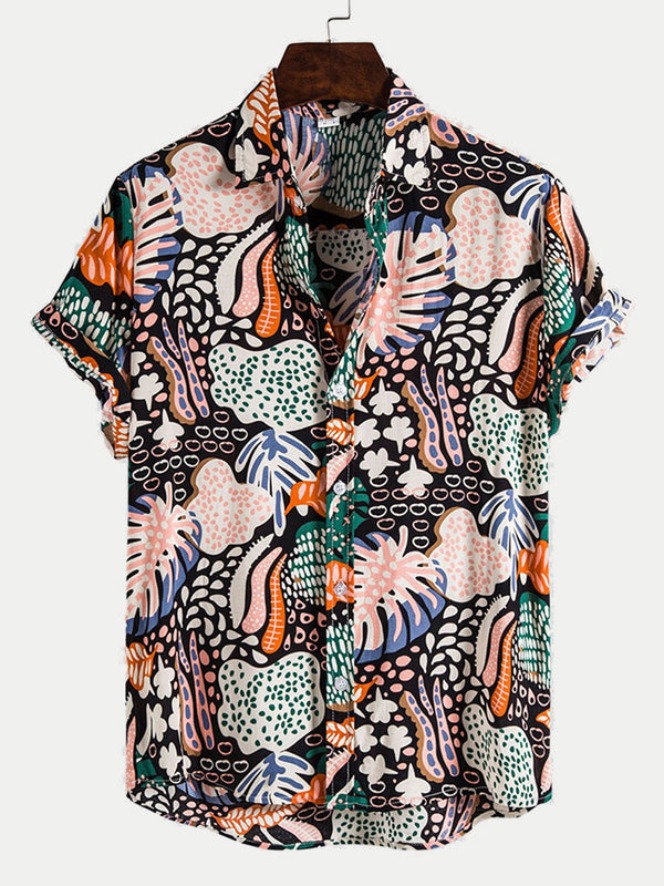 Camicia da uomo a maniche corte con stampa hawaiana