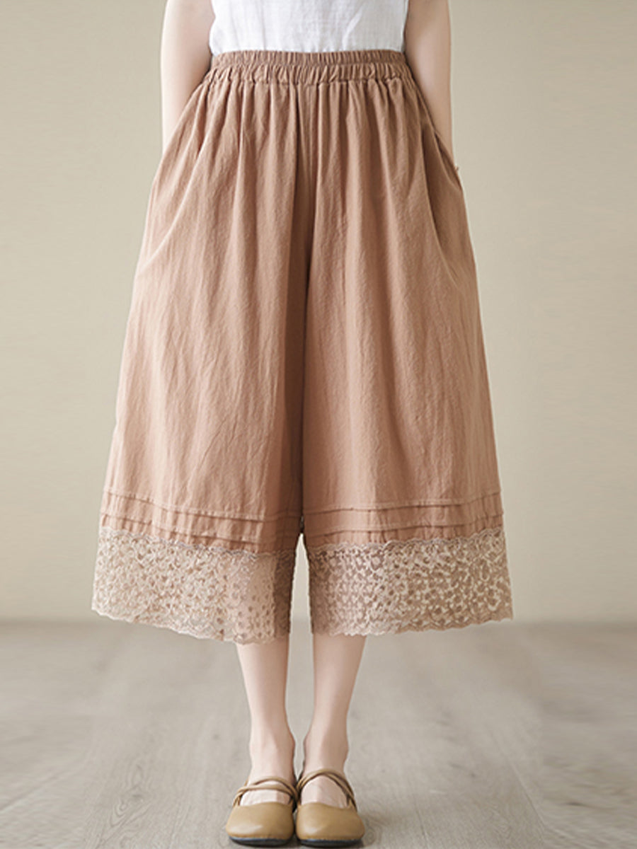 Oversized lace patchwork skirt pants