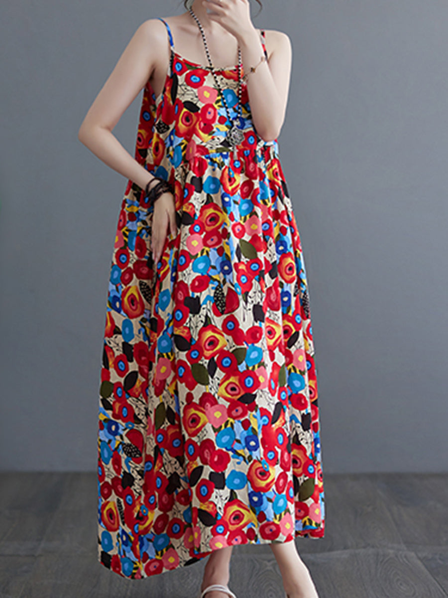 Vintage printed drawstring dress