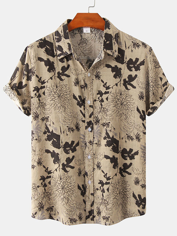 Chemise à manches courtes à imprimé floral pour hommes