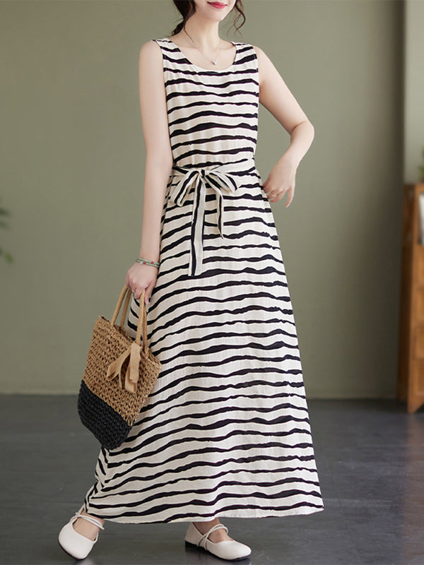 Tank top striped waistband dress