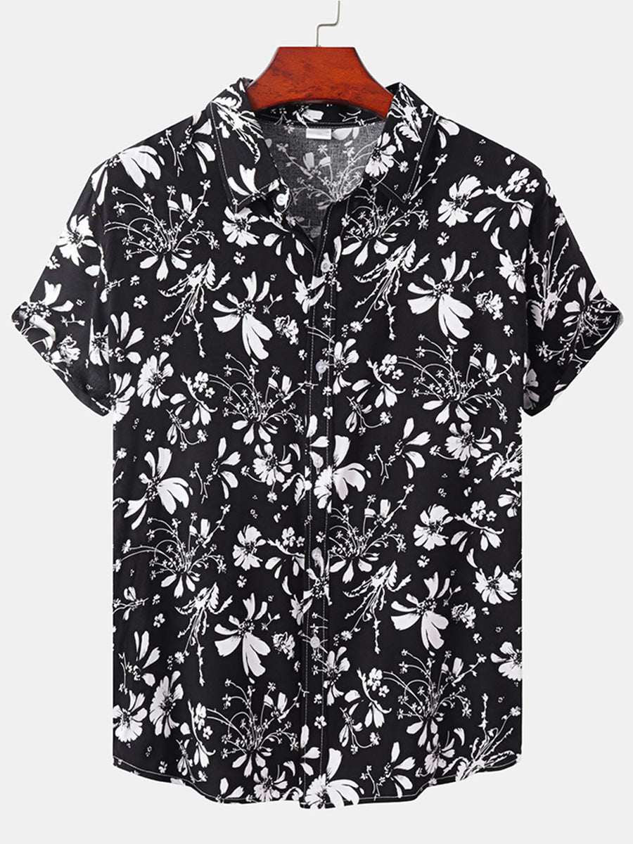 Chemise à manches courtes à imprimé floral pour hommes