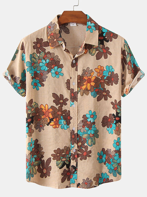 Chemise à manches courtes à imprimé floral pour hommes