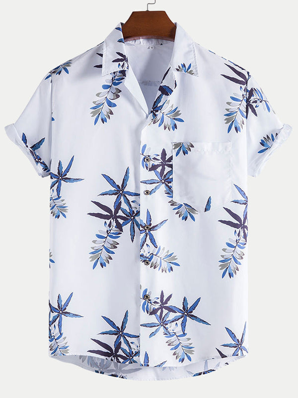 Chemise à manches courtes à imprimé floral pour hommes