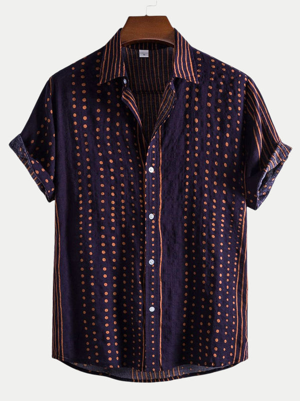 Chemise à manches courtes à imprimé à pois pour homme