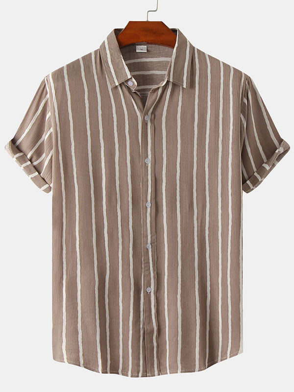 Chemise à manches courtes à imprimé vertical pour homme