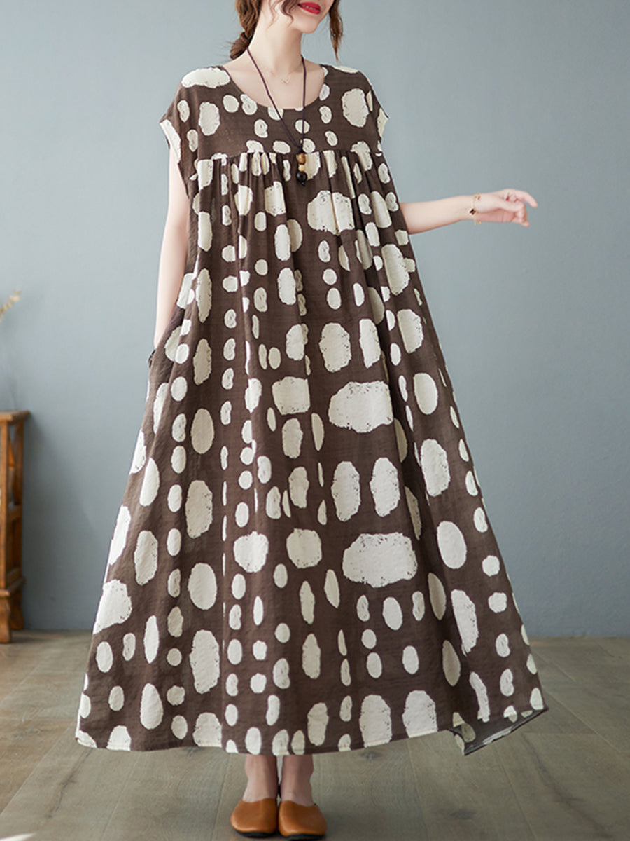 Round neck retro printed Dress