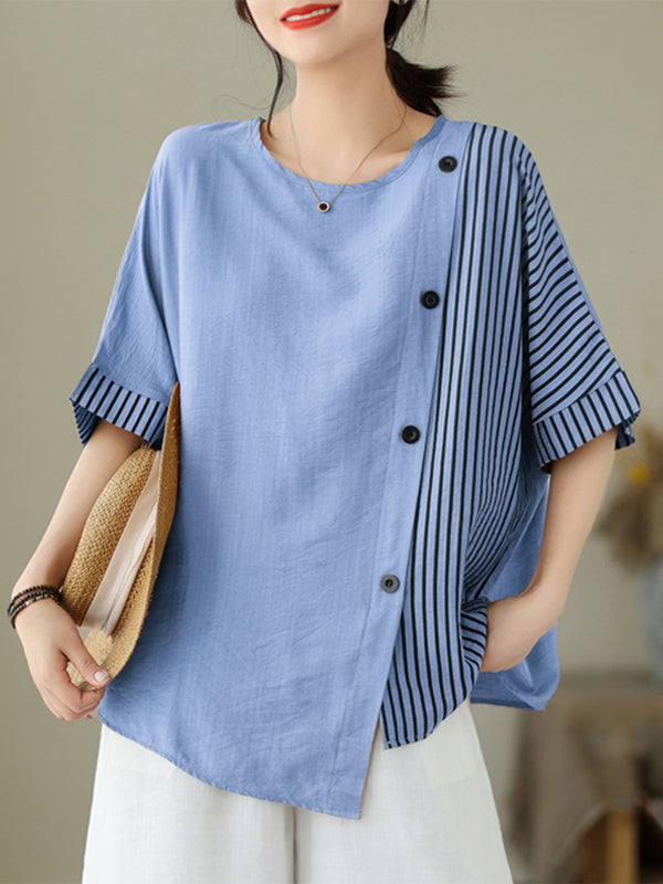 Diagonal button vertical pattern shirt