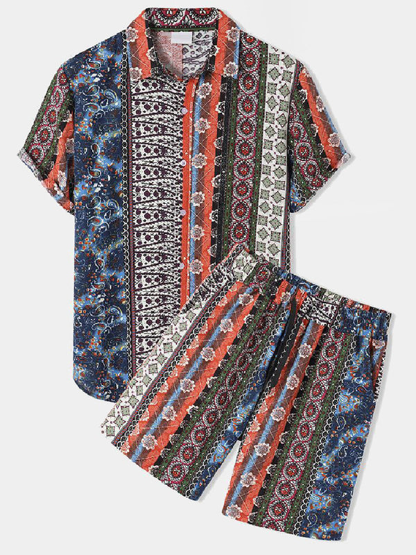 Men's Floral Hawaiian Shirt and Shorts Set