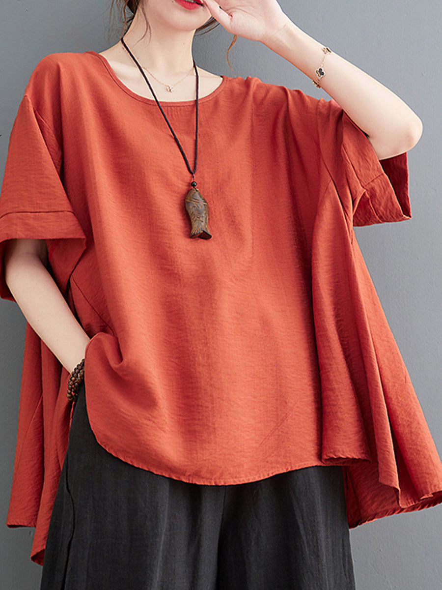 Round neck solid color oversized top