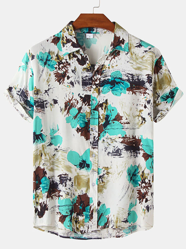 Chemise à manches courtes à imprimé floral pour hommes