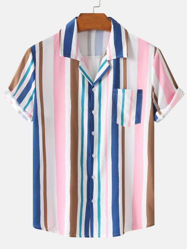 Men's  Vertical print short sleeve shirt