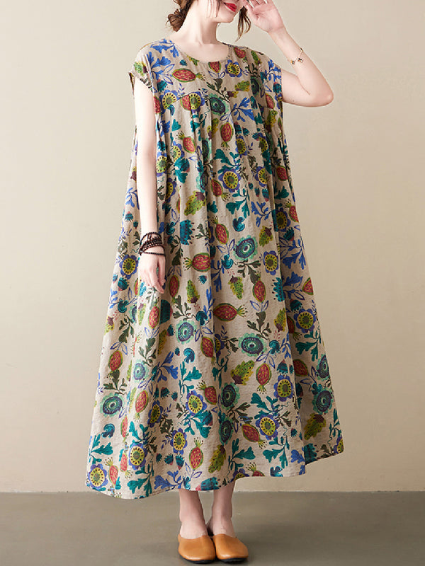 Floral cotton and linen Dress