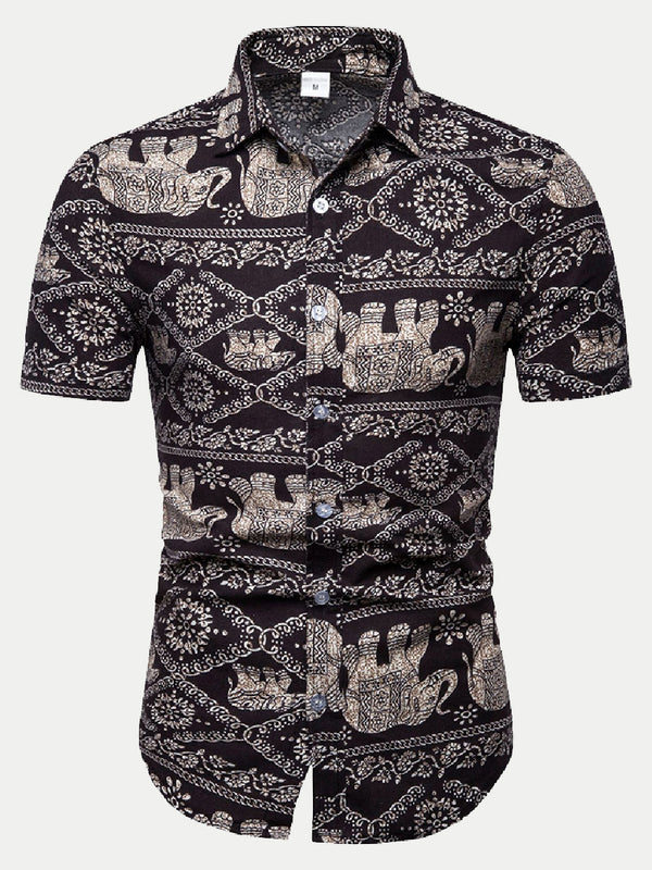 Men's Elephant printed short sleeve shirt