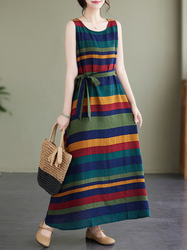 Colorful striped vest dress