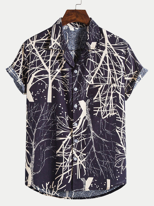 Chemise homme manches courtes imprimé branches