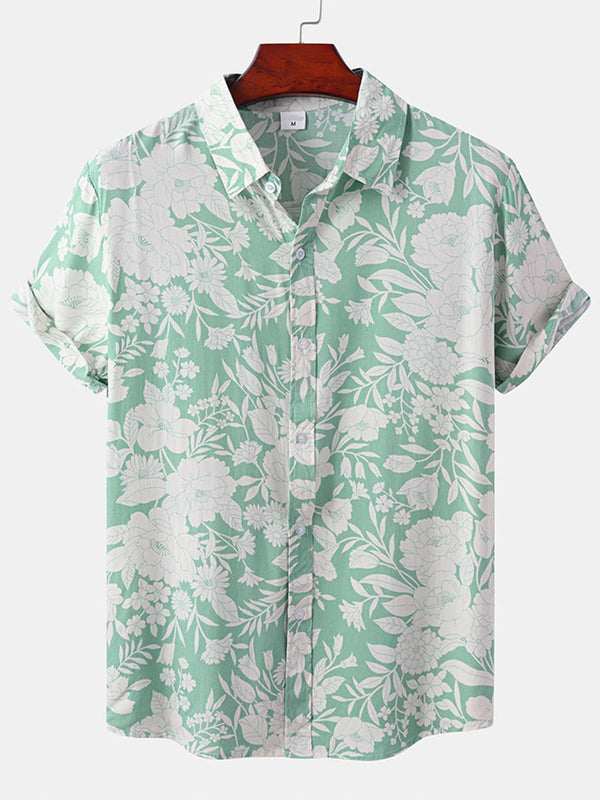 Chemise à manches courtes à imprimé floral pour hommes