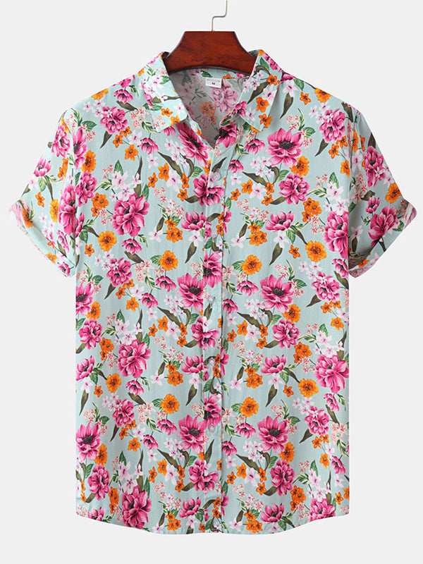 Chemise à manches courtes à imprimé floral pour hommes