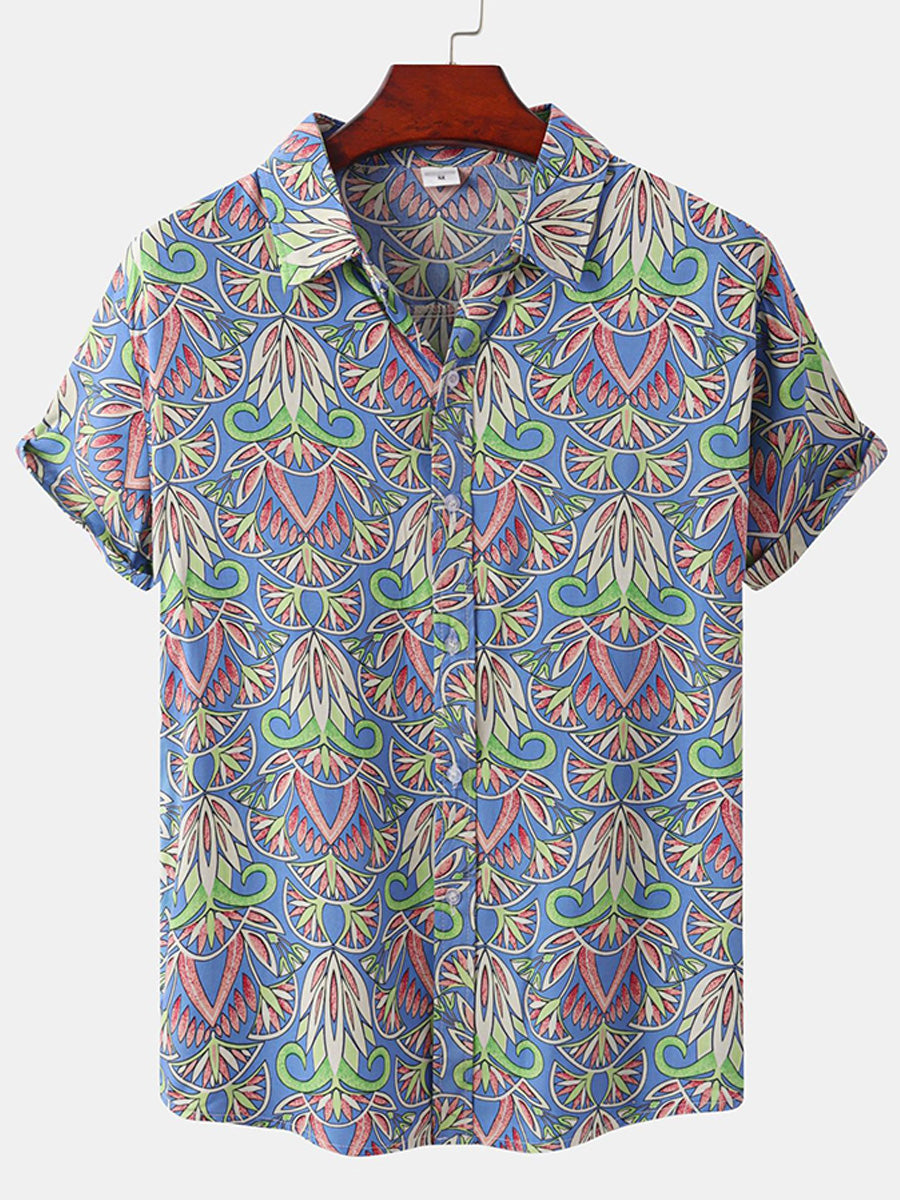 Chemise à manches courtes à imprimé floral pour hommes