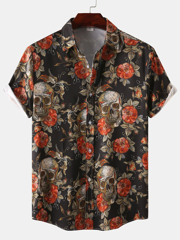 Men's Skull print short sleeve shirt