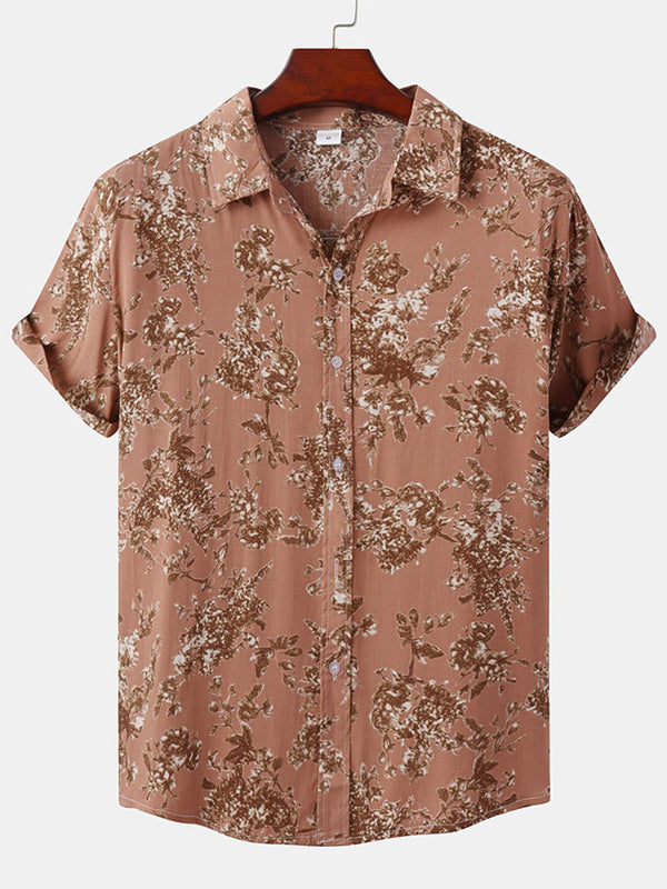 Chemise à manches courtes à imprimé floral pour hommes