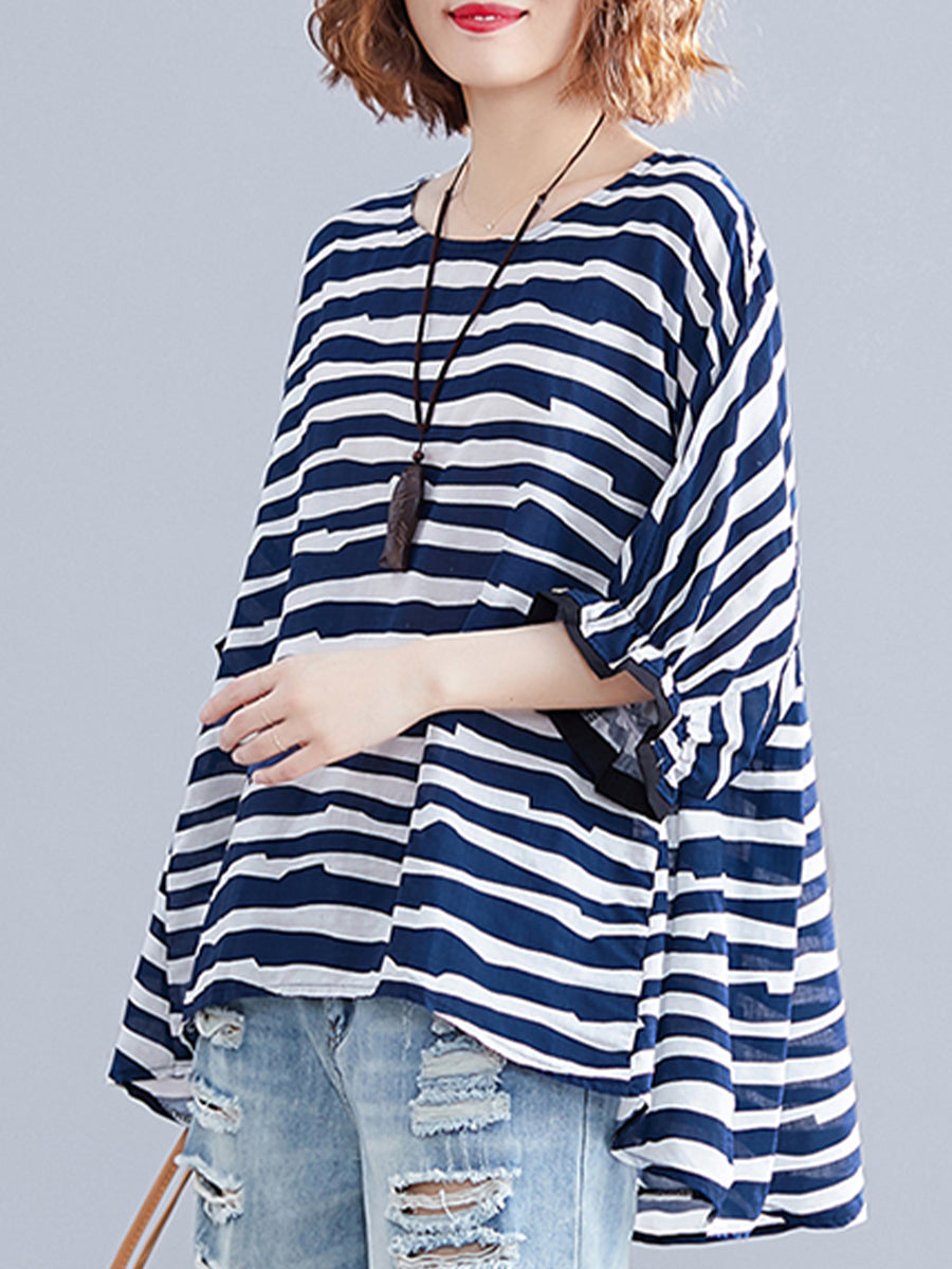 Horizontal striped oversized top