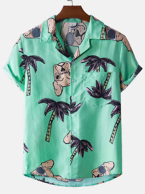 Camicia da uomo a maniche corte con stampa hawaiana