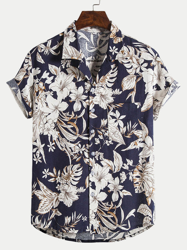 Chemise à manches courtes à imprimé floral pour hommes