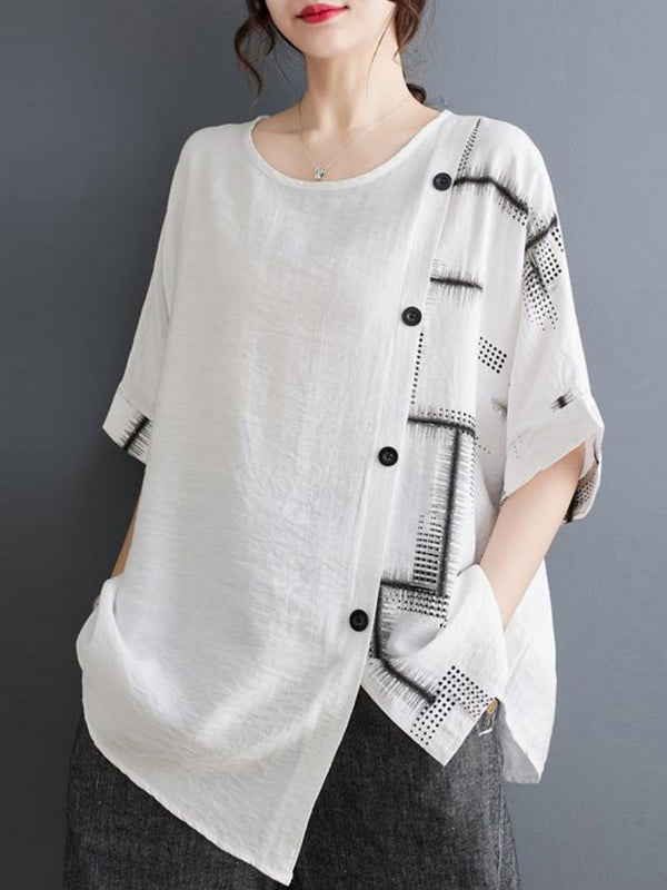 Oversized diagonal button shirt