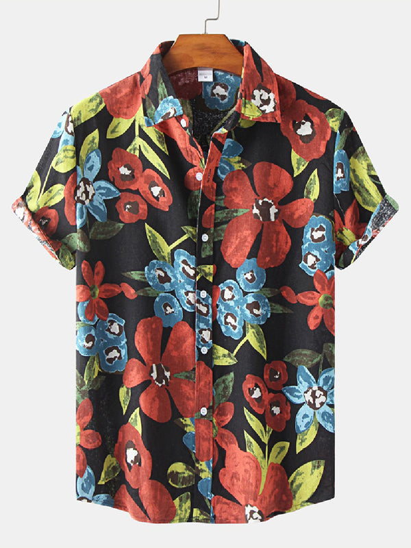 Men's Floral Print short sleeve shirt