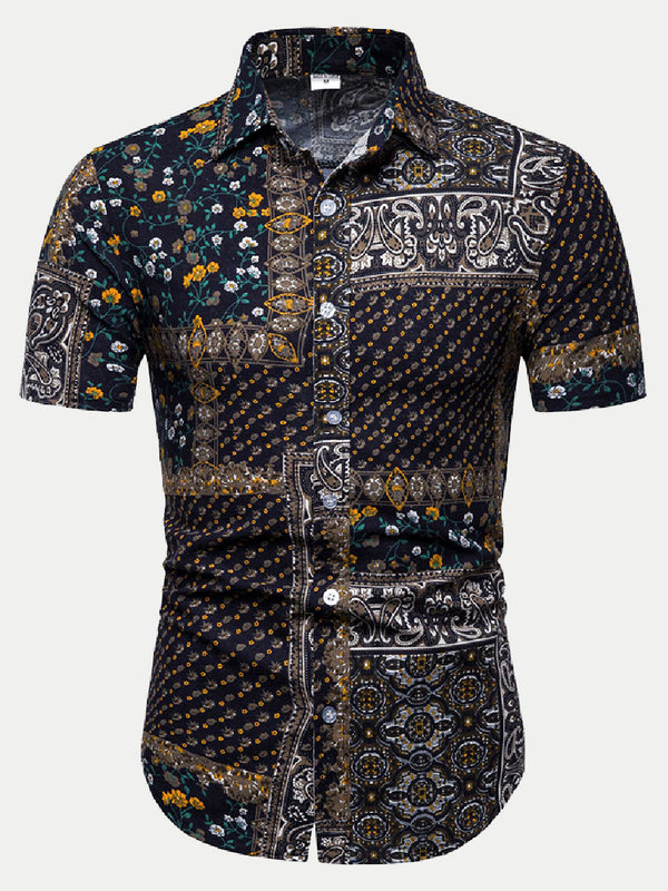 Men's Casual printed short sleeve shirt