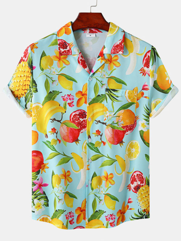 Chemise à manches courtes fruits des fêtes pour homme