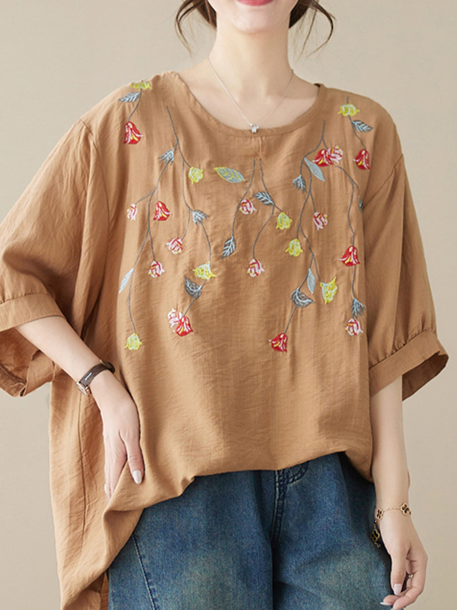 Embroidered round neck shirt