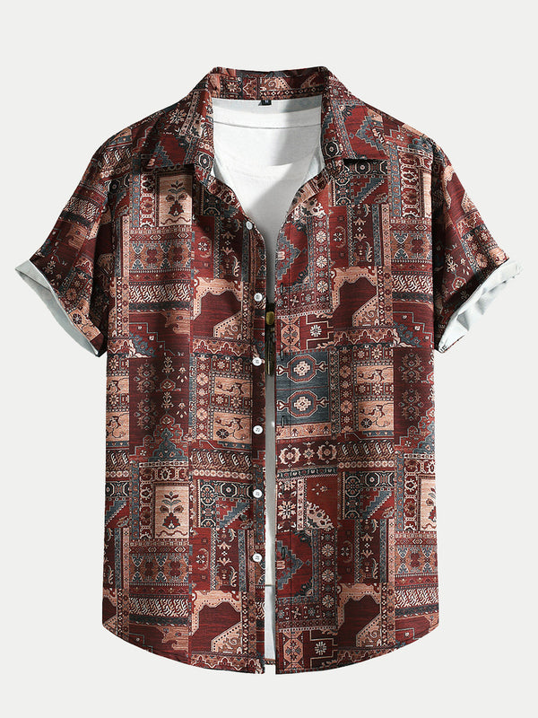 Men's Patchwork Print short sleeve shirt