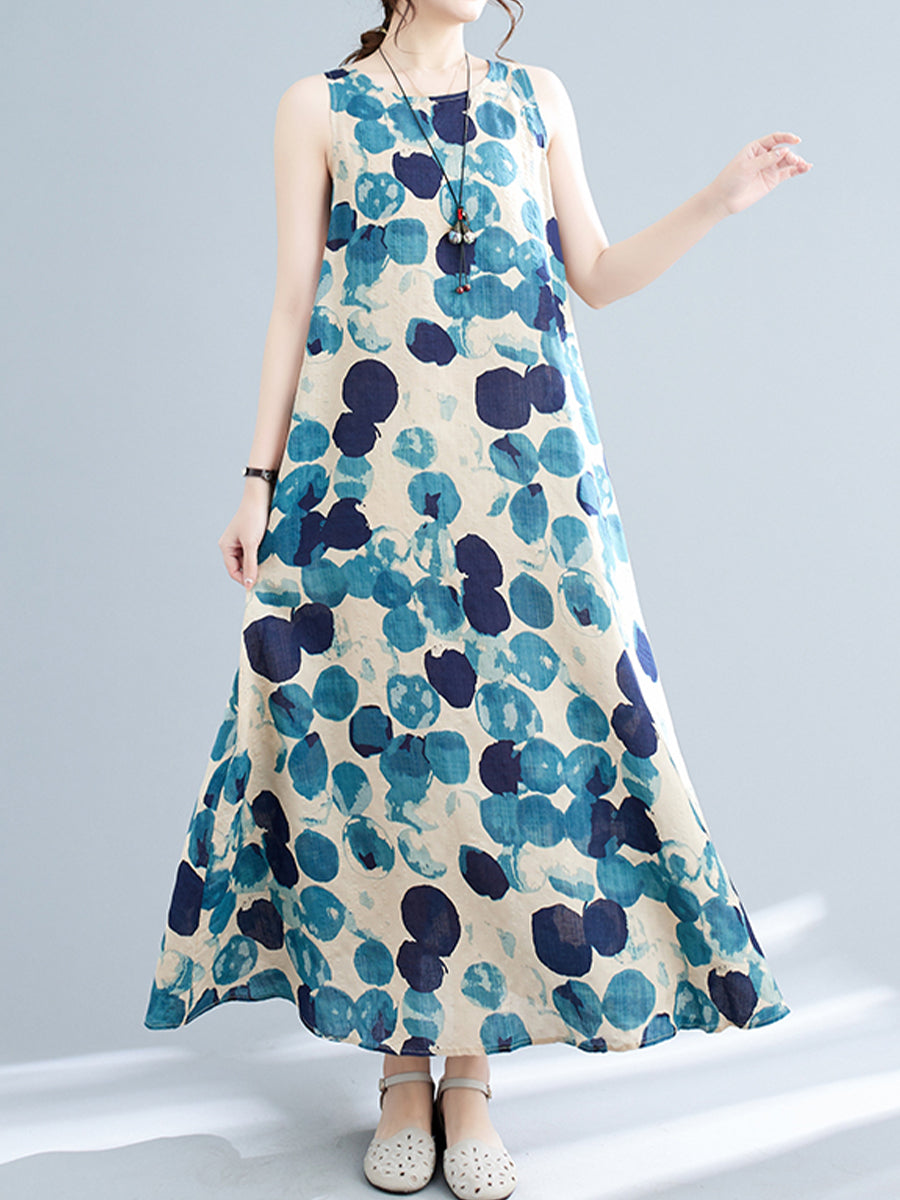 Round neck polka dot dress