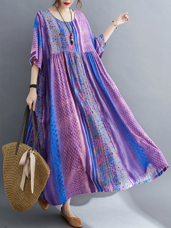 Purple retro printed dress