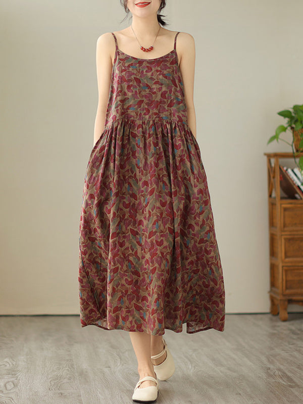 Fragmented floral suspender dress