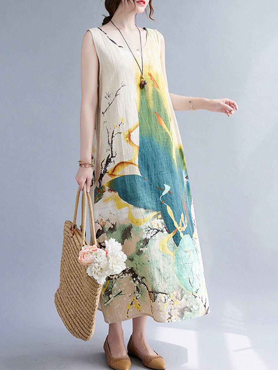 Landscape printed sleeveless dress