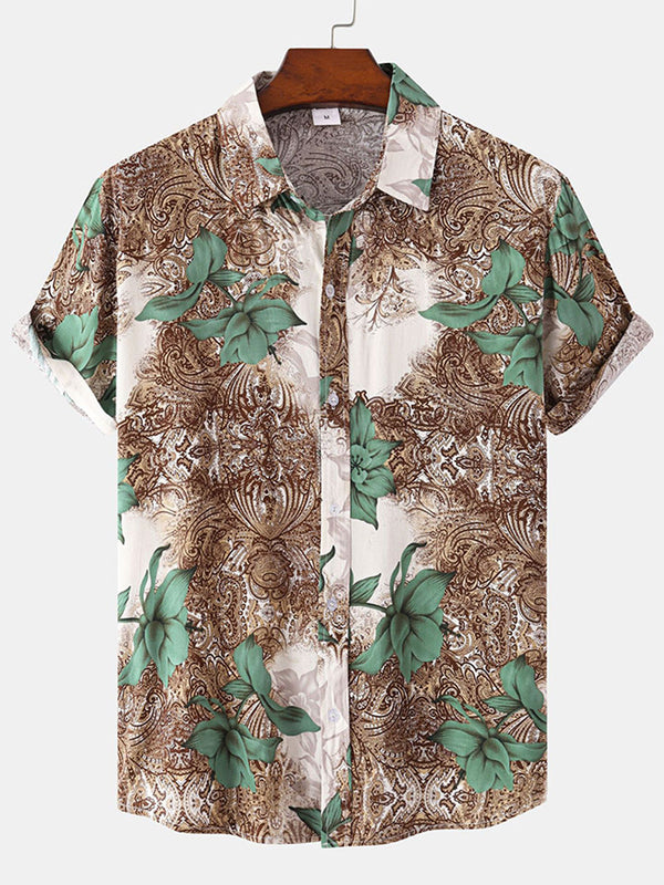 Chemise à manches courtes à imprimé floral pour hommes