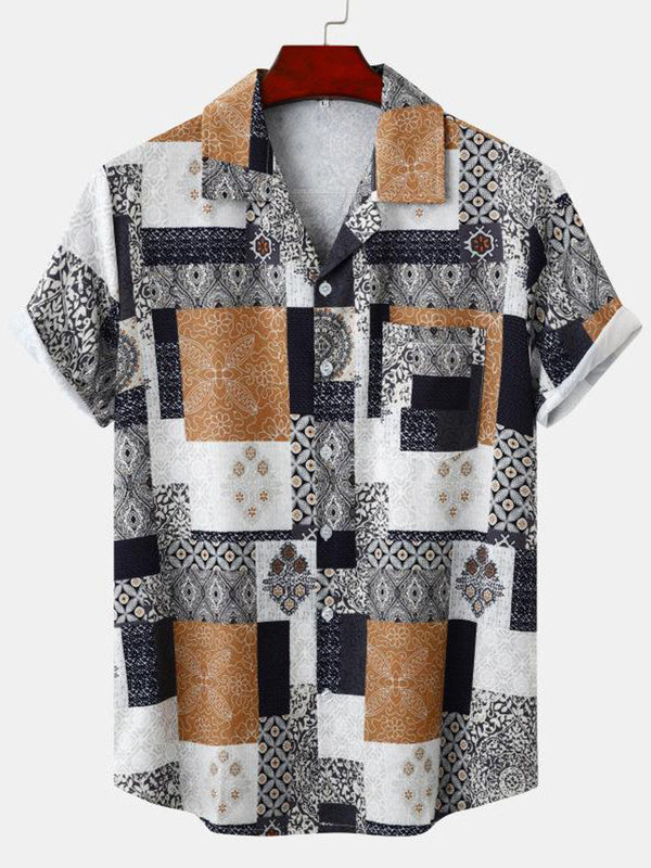 Chemise à manches courtes à motif Vintage pour homme