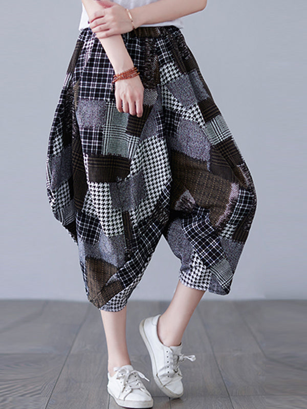 Patchwork checkered printed pant