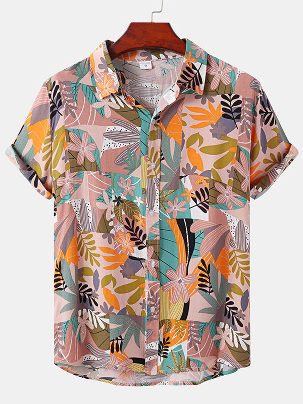 Chemise à manches courtes à imprimé floral pour hommes