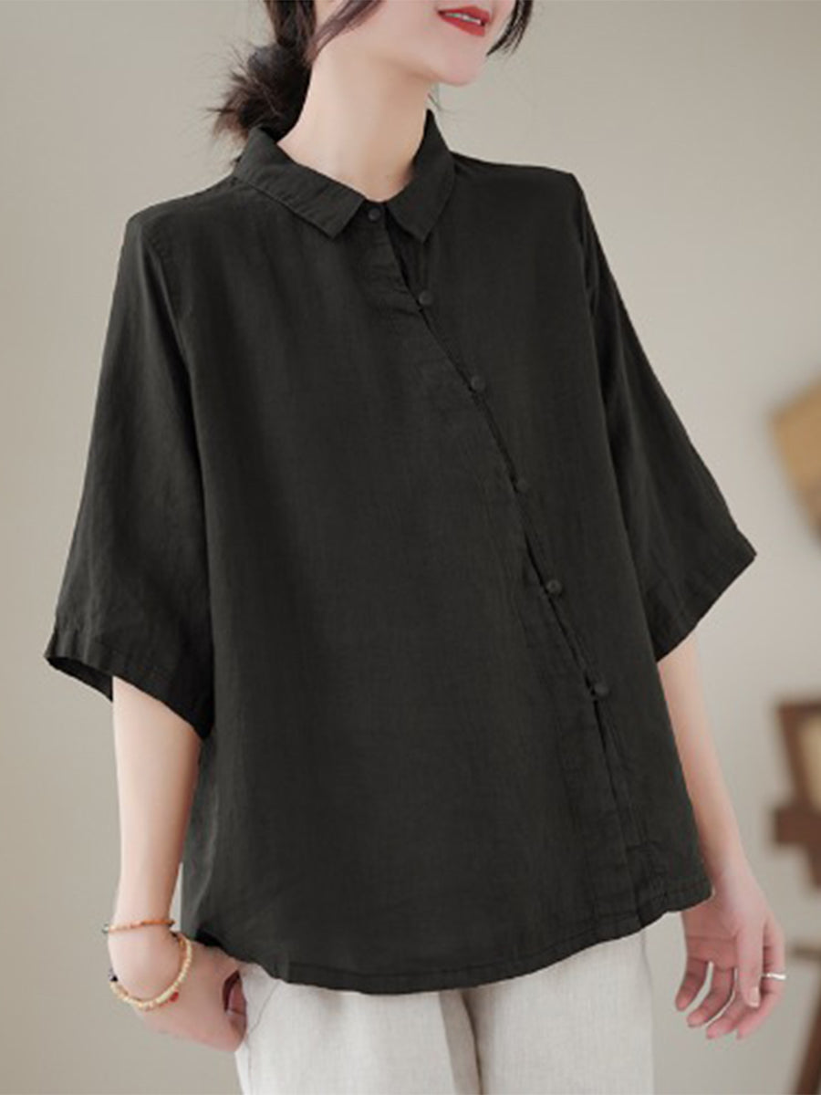 Diagonal button large shirt